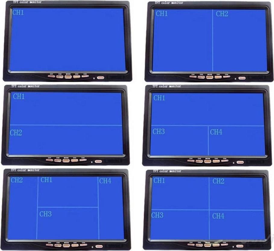 MONITOR LCD 7'' TELECAMERA TV TELEVISORE RETROMARCIA 4 INGRESSI VIDEO SORVEGLIANZA - 6