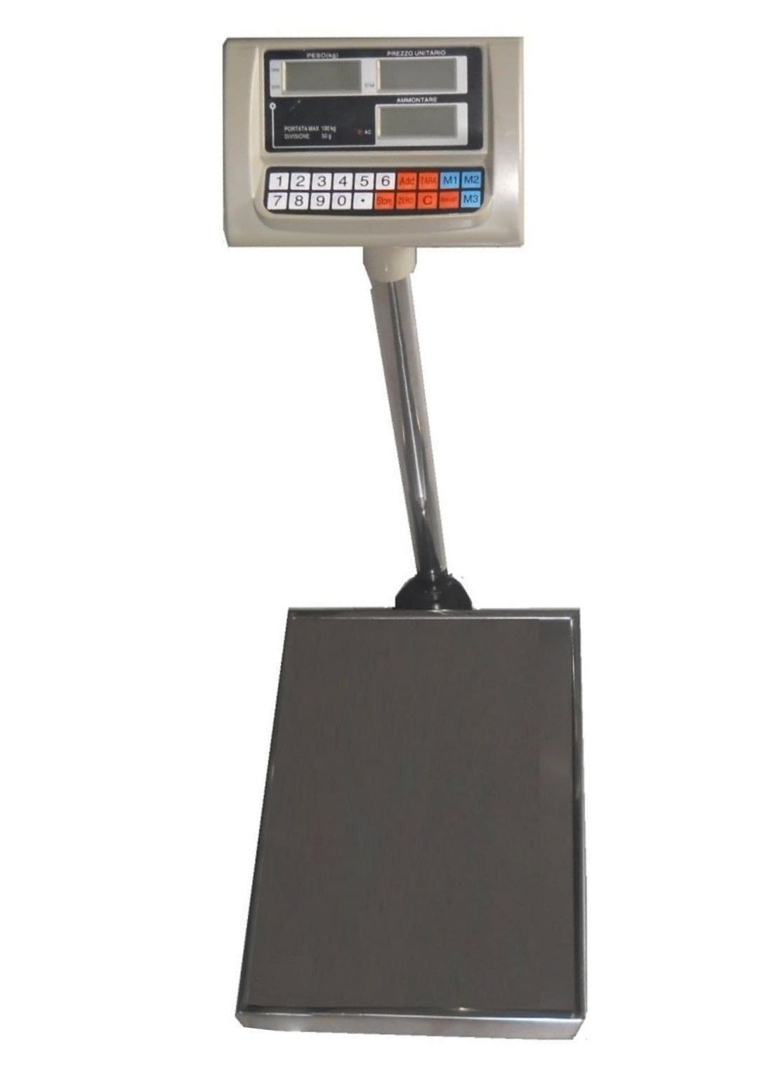 BILANCIA ELETTRONICA PROFESSIONALE 100KG DISPLAY DIGITALE CON ASTA