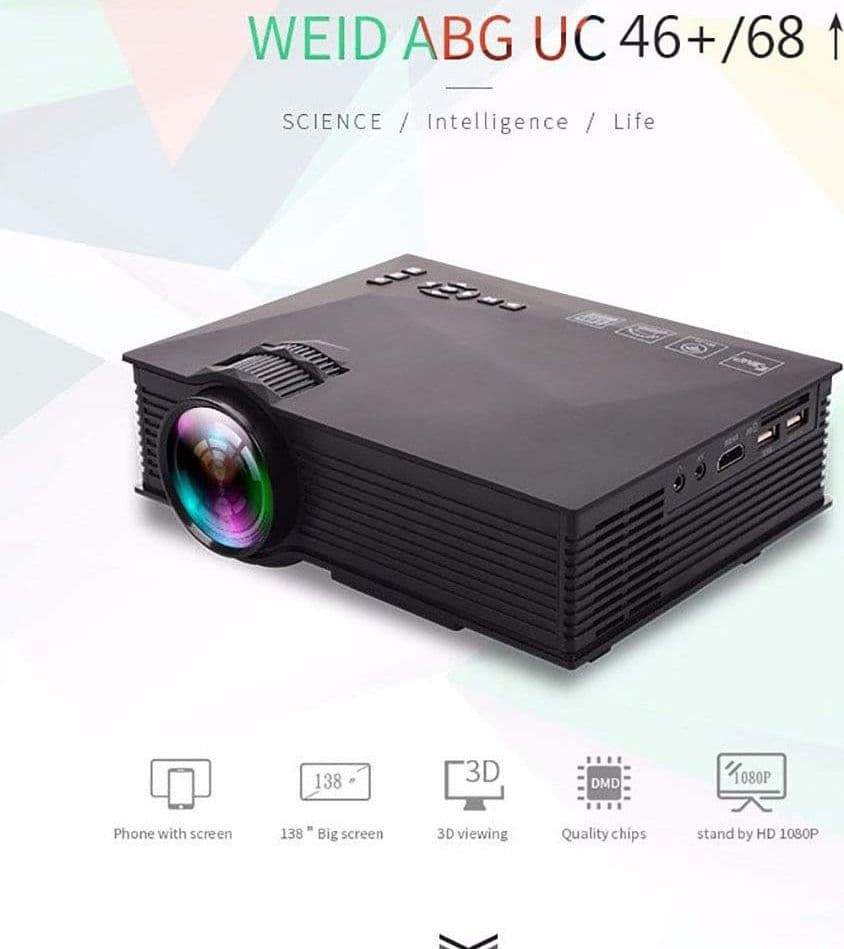 VIDEO PROIETTORE VIDEOPROIETTORE LED WIFI 1200 LUMENS HD PORTATILE 130" SD USB - 3