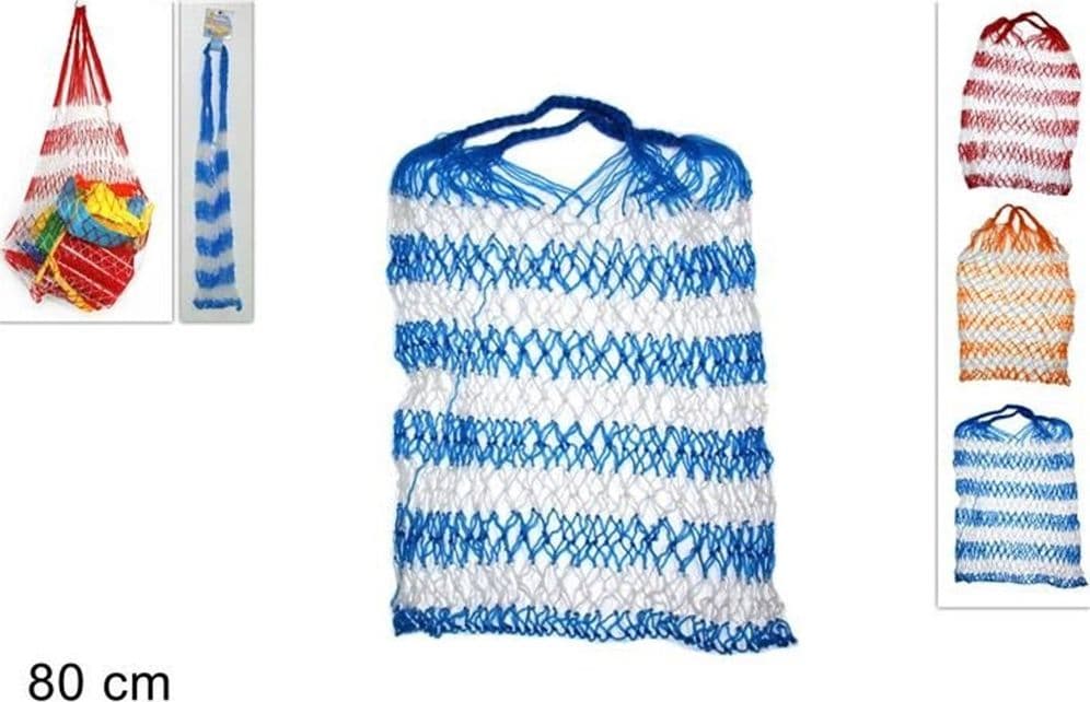 SET 2 BORSA A RETE MARE SPIAGGIA PORTATUTTO 80CM MANIGLIA PORTA OGGETTI MJ000090 - 2