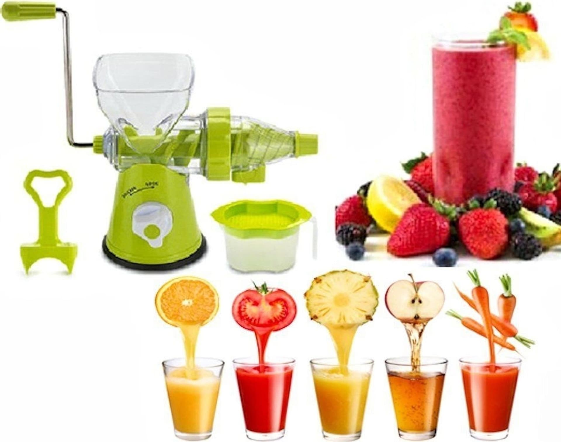 SPREMIAGRUMI CENTRIFUGA MANUALE SPREMI FRUTTA VERDURE SUCCO POLPA BLOCCO VENTOSA - 2