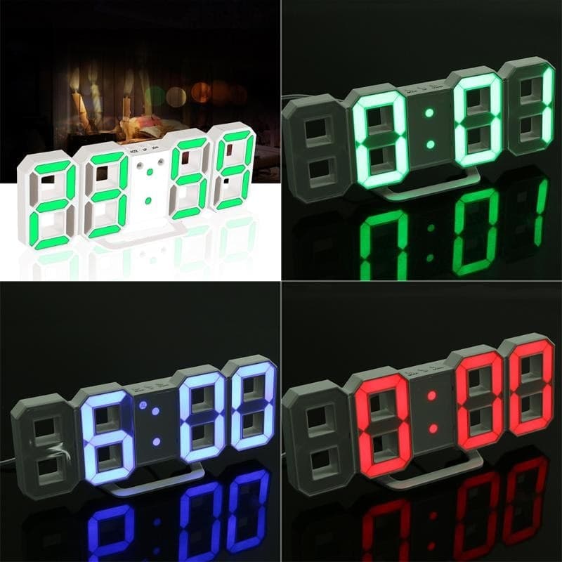 OROLOGIO SVEGLIA DIGITALE DISPLAY 3D A LED DA TAVOLO PARETE ARREDO CASA UFFICIO - 2