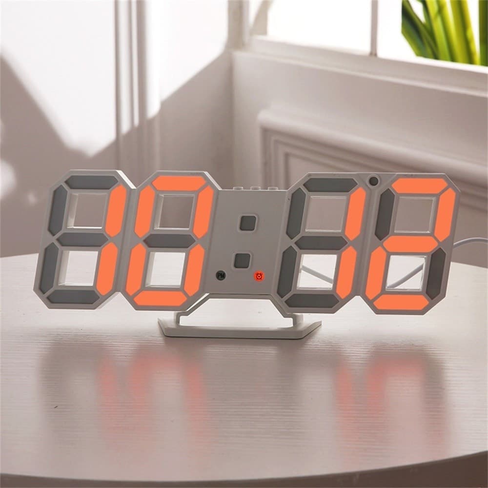 OROLOGIO SVEGLIA DIGITALE DISPLAY 3D A LED DA TAVOLO PARETE ARREDO CASA UFFICIO - 3
