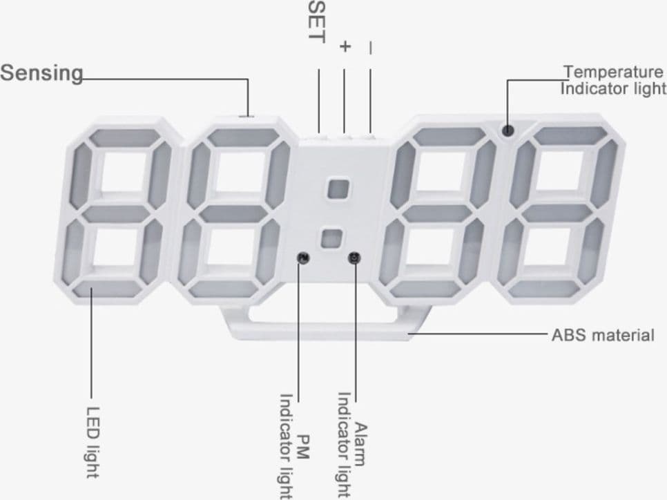 OROLOGIO SVEGLIA DIGITALE DISPLAY 3D A LED DA TAVOLO PARETE ARREDO CASA UFFICIO - 9