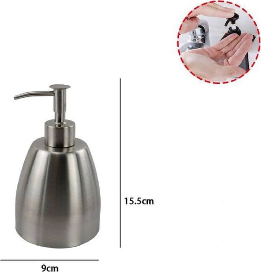 DISPENSER PORTA SAPONE LIQUIDO PORTASAPONE IN METALLO SATINATO ELEGANTE 69457 - 2