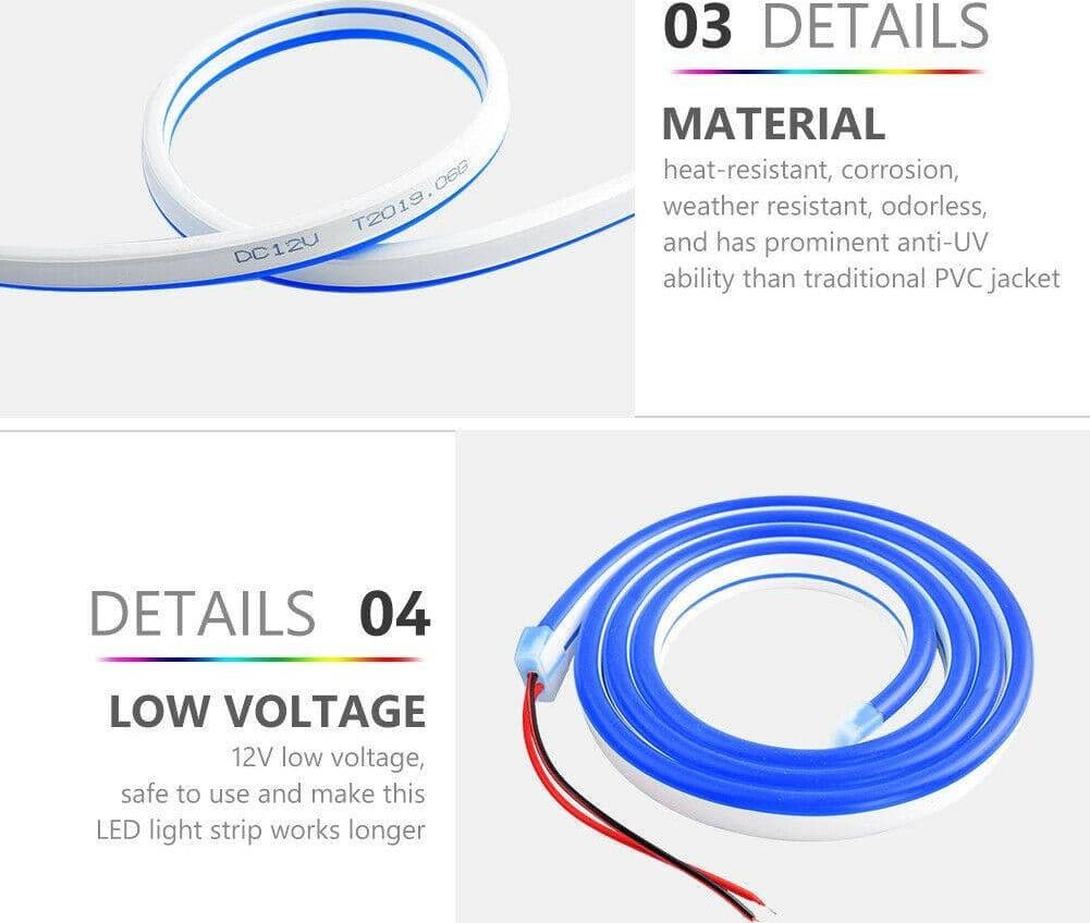 STRIP LED FLUORESCENTE EFFETTO TUBO NEON COLORATO IMPERMEABILE IN SILICONE DC12V - 7