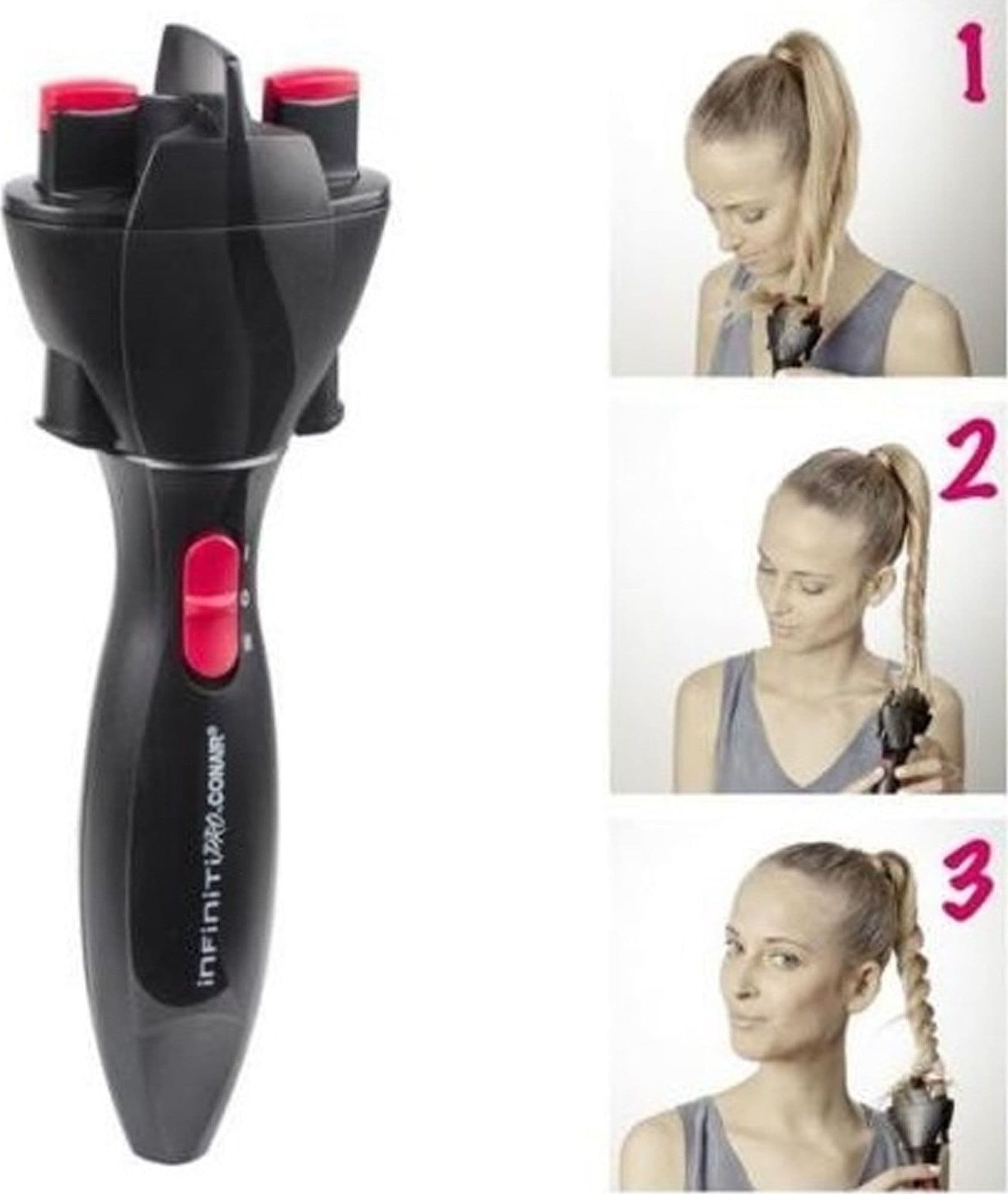 PIASTRA SPAZZOLA ROTANTE ELETTRICA QUICK TWIST CAPELLI CREA TRECCE PERFETTE - 3
