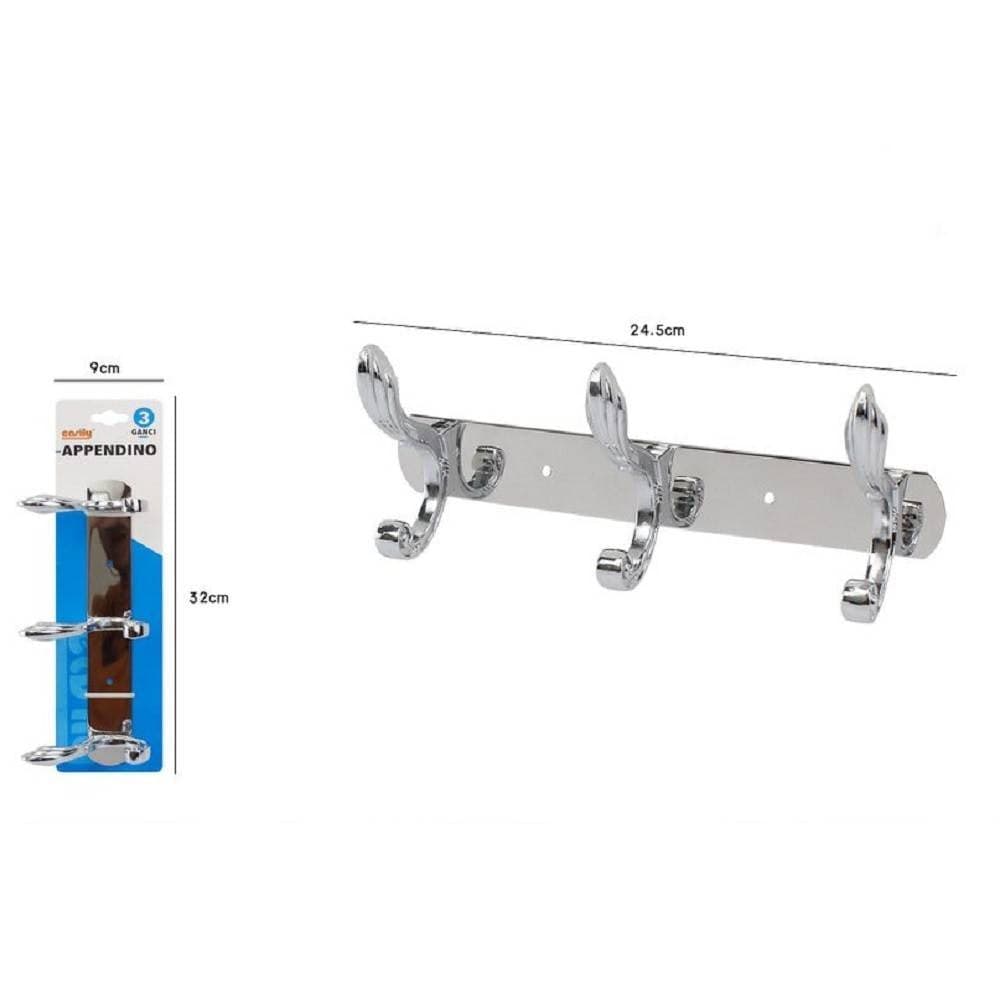 APPENDINO MULTIUSO A 3 GANCI ALI FINITURA CROMO LUCIDO 52181 APPENDI ABITI - 2