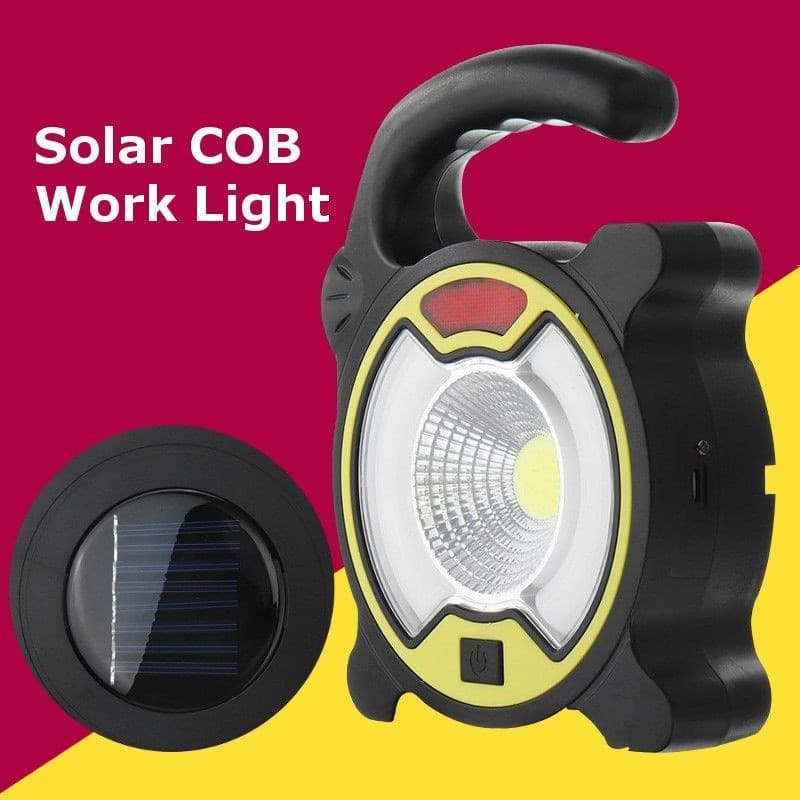 TORCIA LED COB EMERGENZA LUCE FARO DA LAVORO RICARICABILE CON PANNELLO SOLARE - 2