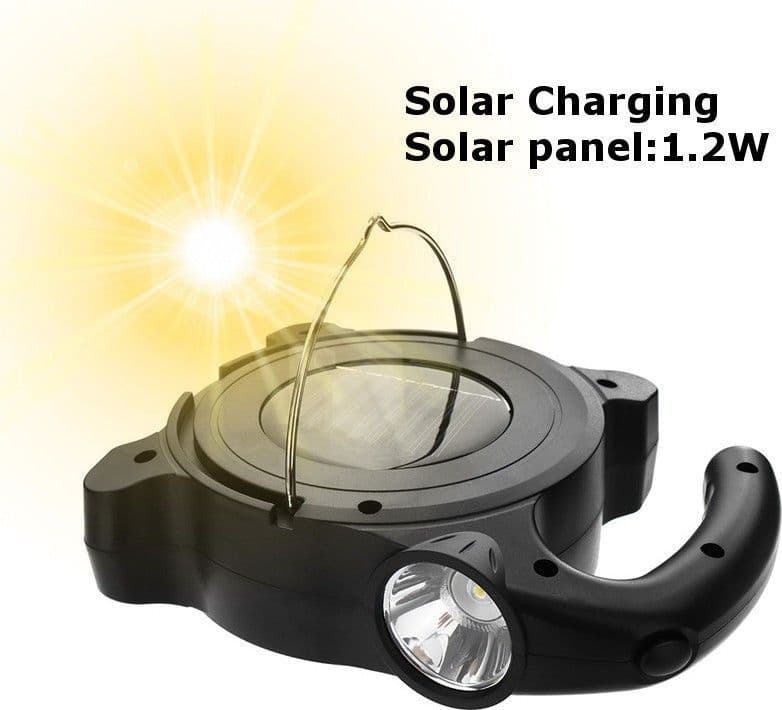 TORCIA LED COB EMERGENZA LUCE FARO DA LAVORO RICARICABILE CON PANNELLO SOLARE - 4