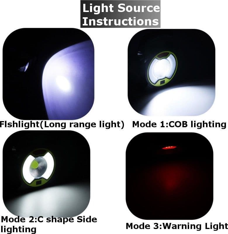 TORCIA LED COB EMERGENZA LUCE FARO DA LAVORO RICARICABILE CON PANNELLO SOLARE - 6
