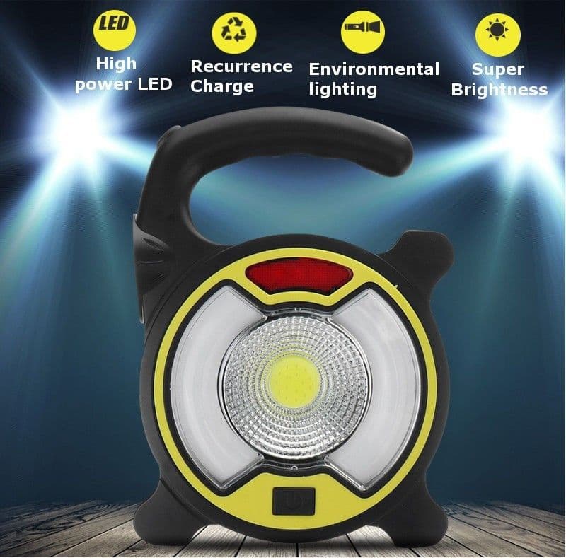 TORCIA LED COB EMERGENZA LUCE FARO DA LAVORO RICARICABILE CON PANNELLO SOLARE - 10