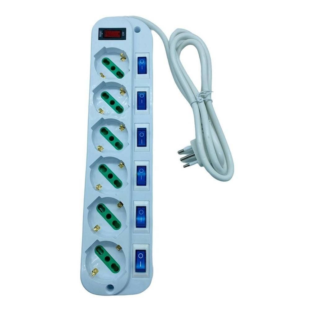 MULTIPRESA CIABATTA ELETTRICA CON 6 PRESE UNIVERSALI ITA 10/16A SCHUKO BIPASSO - 2