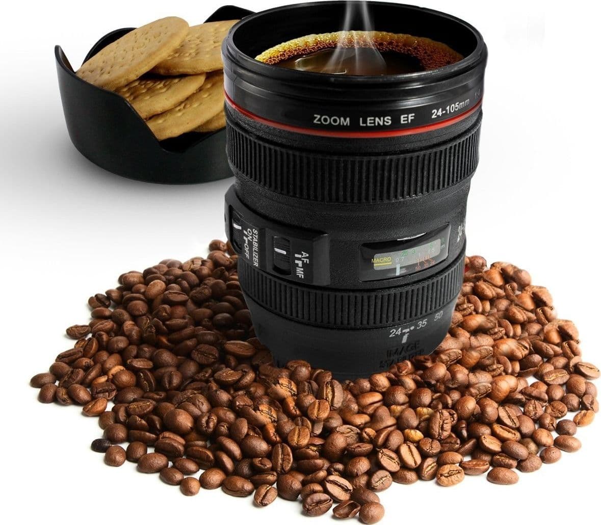 TAZZA PER BEVANDE A FORMA DI OBIETTIVO DI MACCHINA FOTOGRAFICA CON COPERCHIO - 3