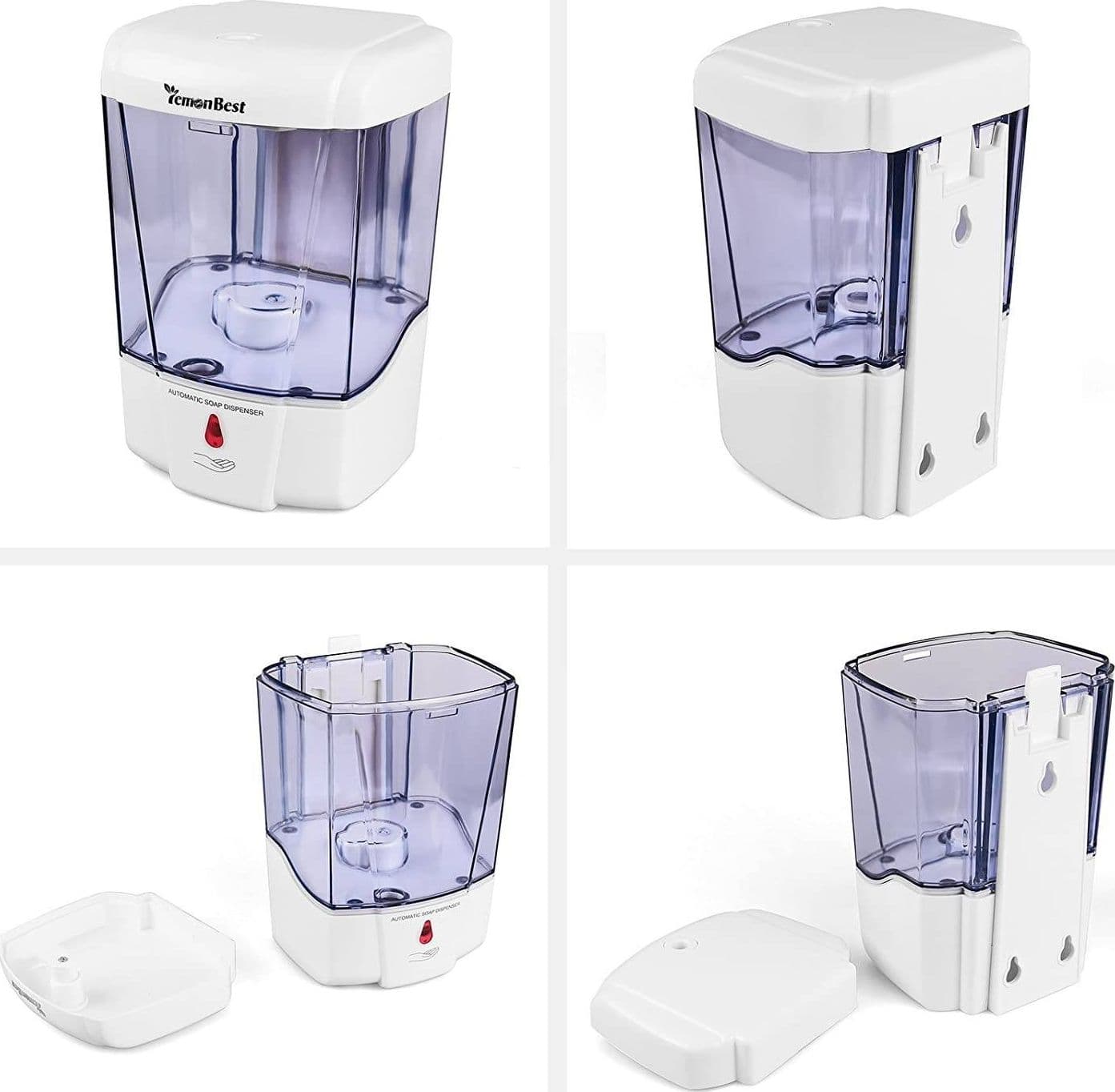 DISPENSER EROGATORE DOSATORE SAPONE AUTOMATICO INFRAROSSI CON FOTOCELLULA 600ML - 7