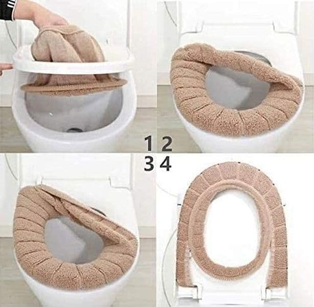 COPRIWATER UNIVERSALE IN TESSUTO FIORI ANTIBATTERICO TAVOLETTA BAGNO COPRI WATER - 3