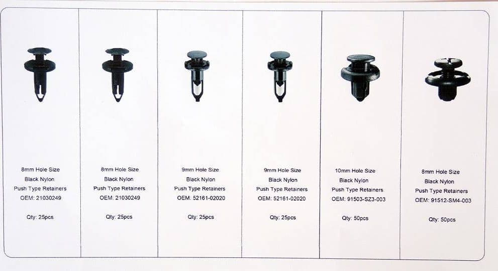 KIT 200 PZ PLASTICA TRIM CLIP RIVETTI CLIP FERMI DI SPINTA PER AUTO PARAURTI - 3