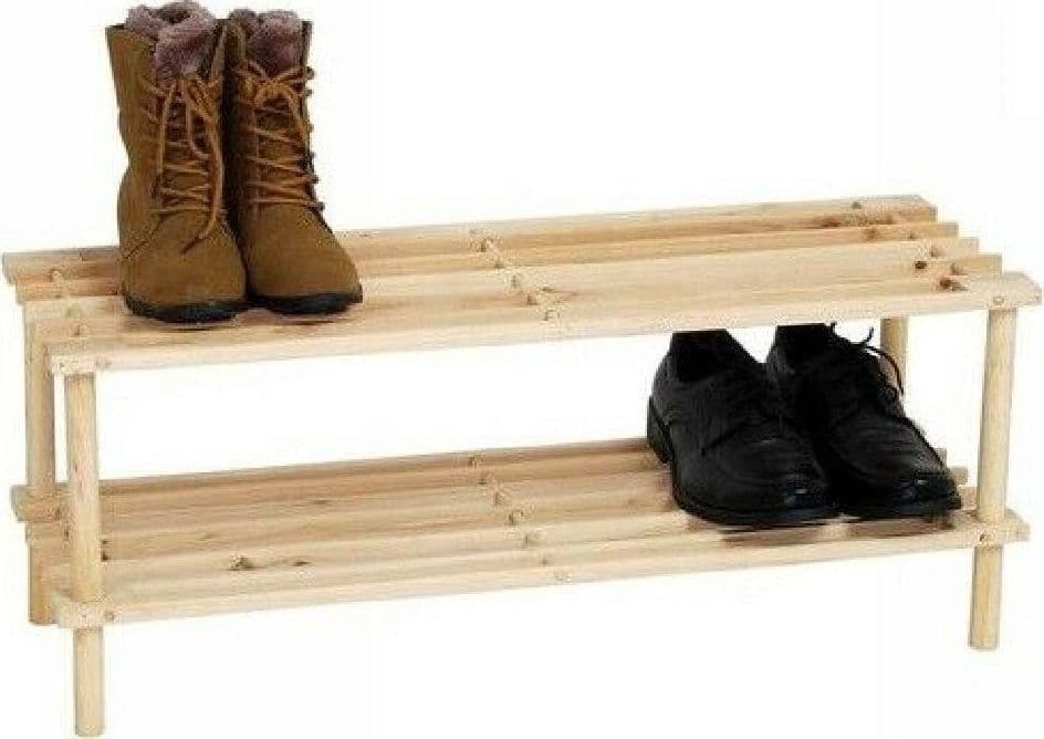 SCARPIERA PORTA SCARPE 2 RIPIANI PIANI IN LEGNO SCAFFALE MOBILE LEGNO
