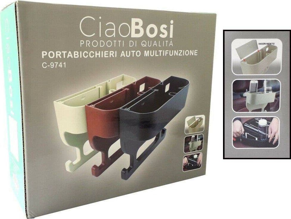 PORTA OGGETTI SEDILE AUTO PORTABICCHIERI ORGANIZER TAZZA UNIVERSALE