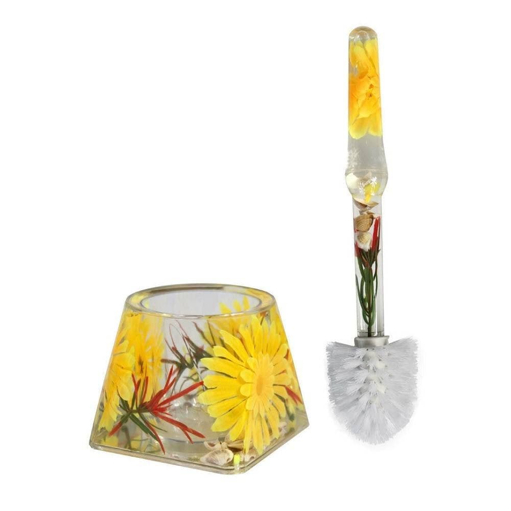 PORTASCOPINO QUADRATO BAGNO PORTA SCOPINO DECORAZIONE FIORI GIALLI ARREDO BAGNO