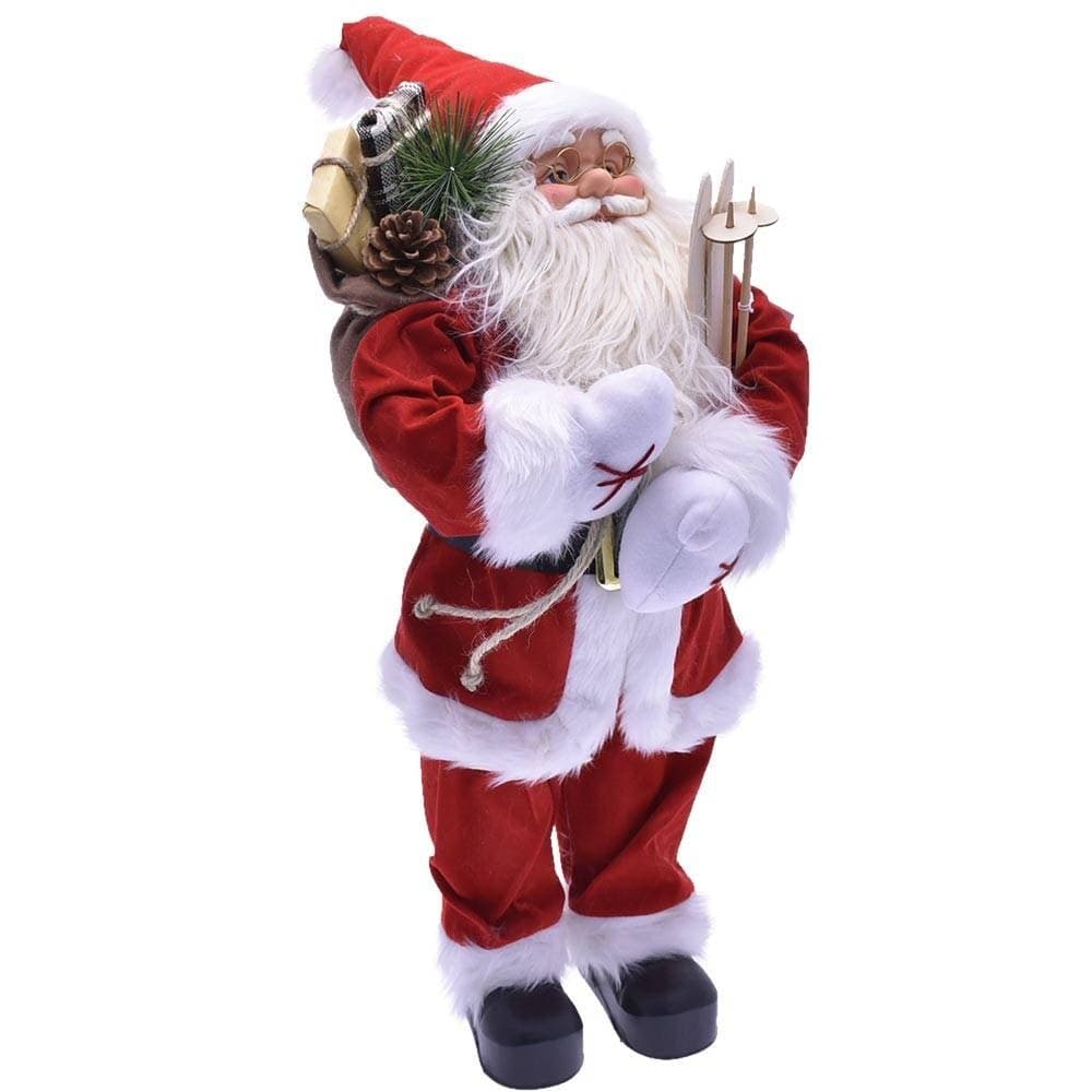 BABBO NATALE CLASSICO 100CM IN PLASTICA VESTITI IN TESSUTO DECORAZIONE NATALIZIA - 2