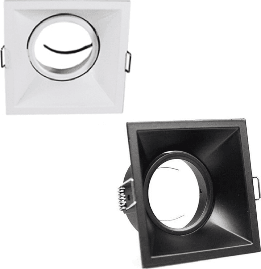 PORTA FARETTO INCASSO SUPPORTO FARETTO ORIENTABILE QUADRATO GU10 FORO 82 MM P14 - 1