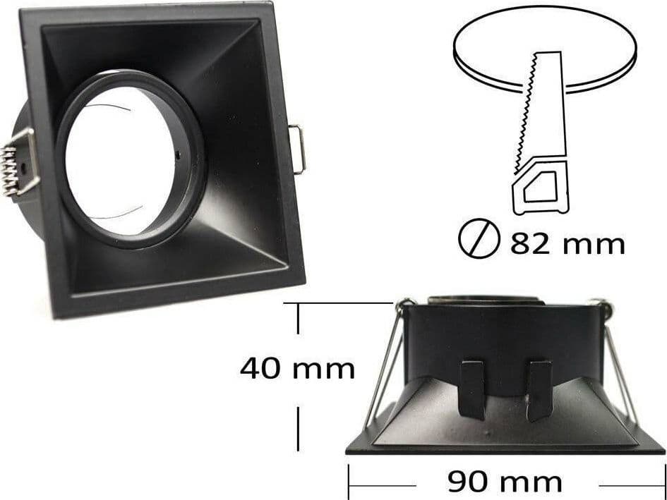 PORTA FARETTO INCASSO SUPPORTO FARETTO ORIENTABILE QUADRATO GU10 FORO 82 MM P14 - 2