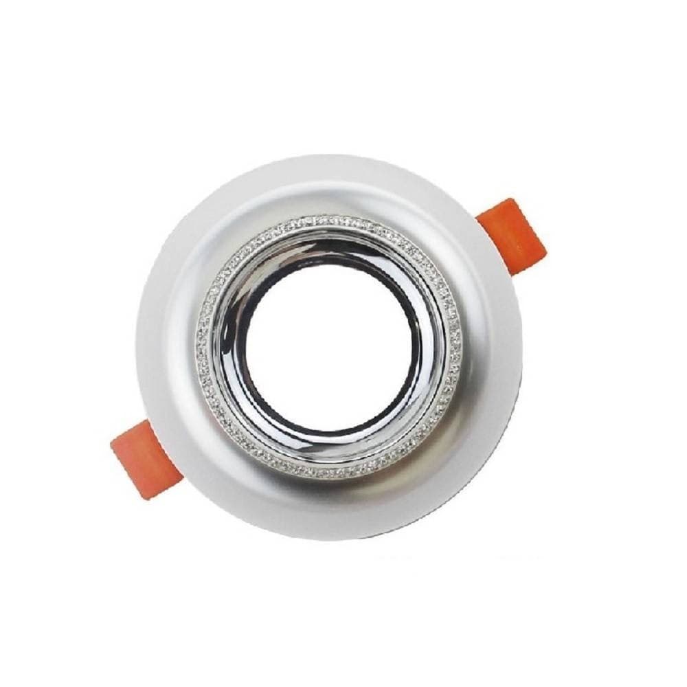 PORTA FARETTO ROTONDO AD INCASSO CON BRILLANTINI GU10 FORO 75MM ARGENTO ORO P25 - 3
