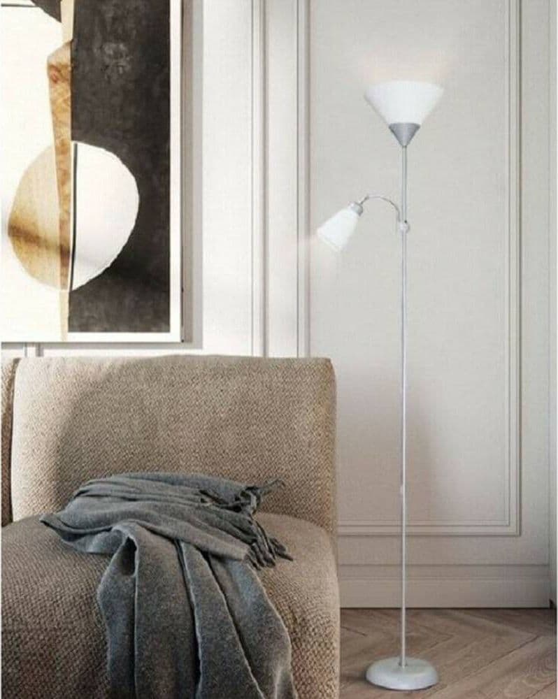 LAMPADA PIANTANA DA TERRA 180CM 2 BRACCI PARALUME LUCE ORIENTABILE CASA UFFICIO - 12