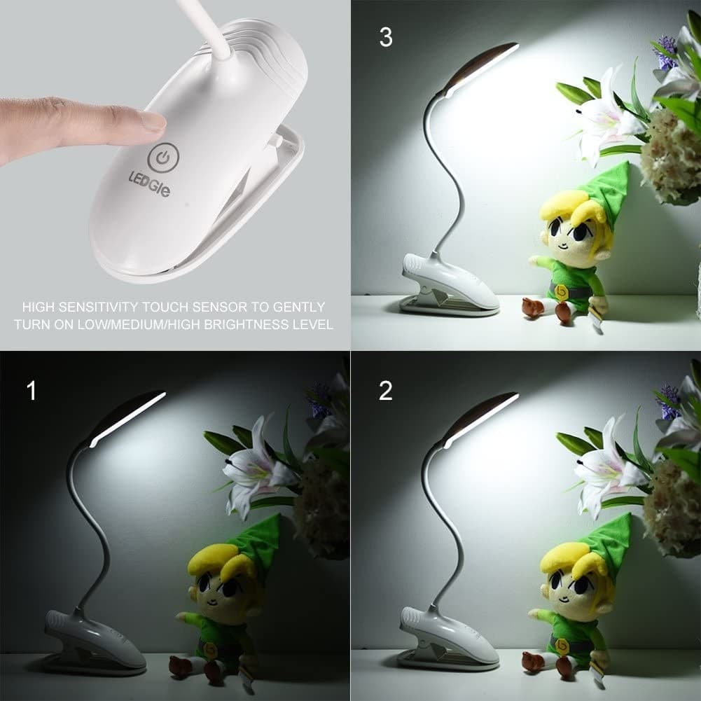 LAMPADA DA TAVOLO SCRIVANIA A LED LUCE RICARICABILE TOUCH SNODABILE CON PINZA - 3