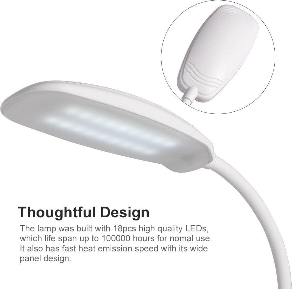 LAMPADA DA TAVOLO SCRIVANIA A LED LUCE RICARICABILE TOUCH SNODABILE CON PINZA - 5
