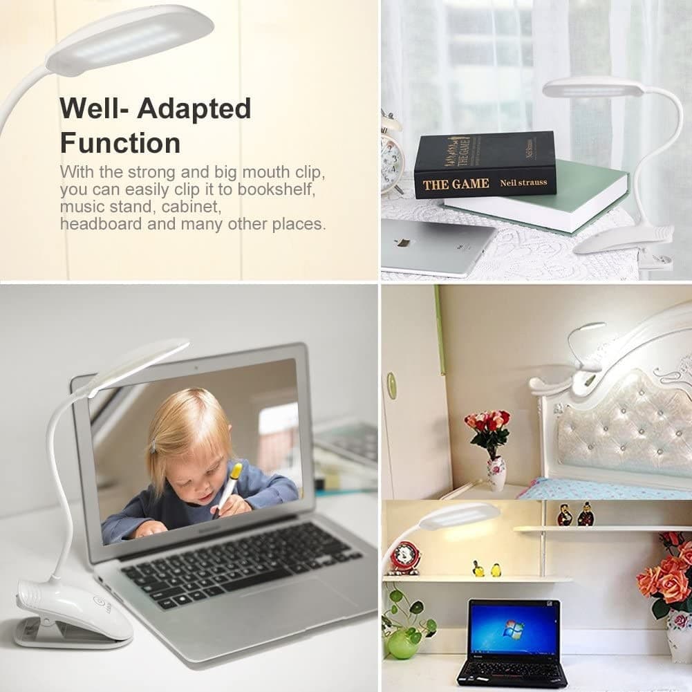 LAMPADA DA TAVOLO SCRIVANIA A LED LUCE RICARICABILE TOUCH SNODABILE CON PINZA - 7