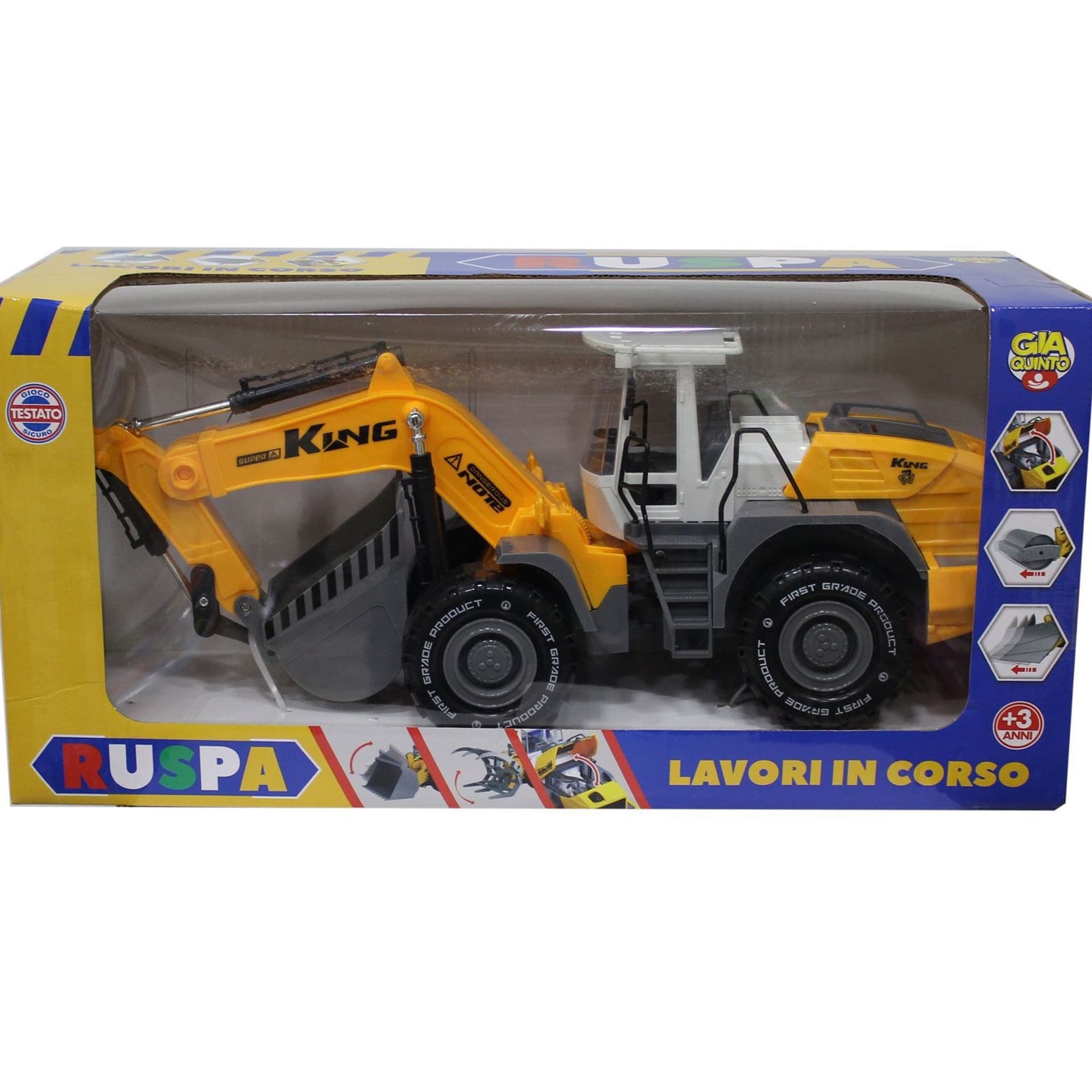 RUSPA DA CANTIERE BULLDOZER CON RULLO 30CM RUOTE LIBERE MEZZI DA LAVORO CANTIERE