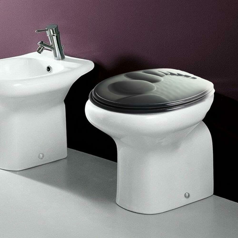 COPRIWATER UNIVERSALE CON STAMPA PIETRE ZEN COPRI TAVOLETTA WC BAGNO LEGNO MDF - 3