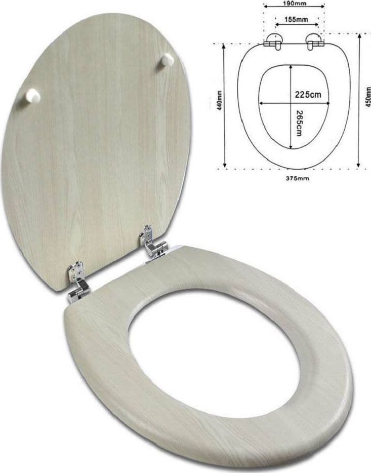 COPRIWATER UNIVERSALE IN LEGNO MDF RESISTENTE CON STAMPA LEGNO BEIGE CERNIERE WC - 2