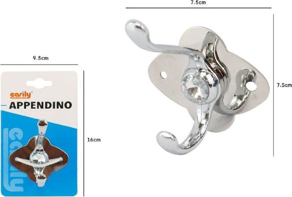 APPENDINO GANCIO APPENDI ABITI PORTA ASCIUGAMANO 1 POSTO BAGNO DIAMANTE 52172 - 2