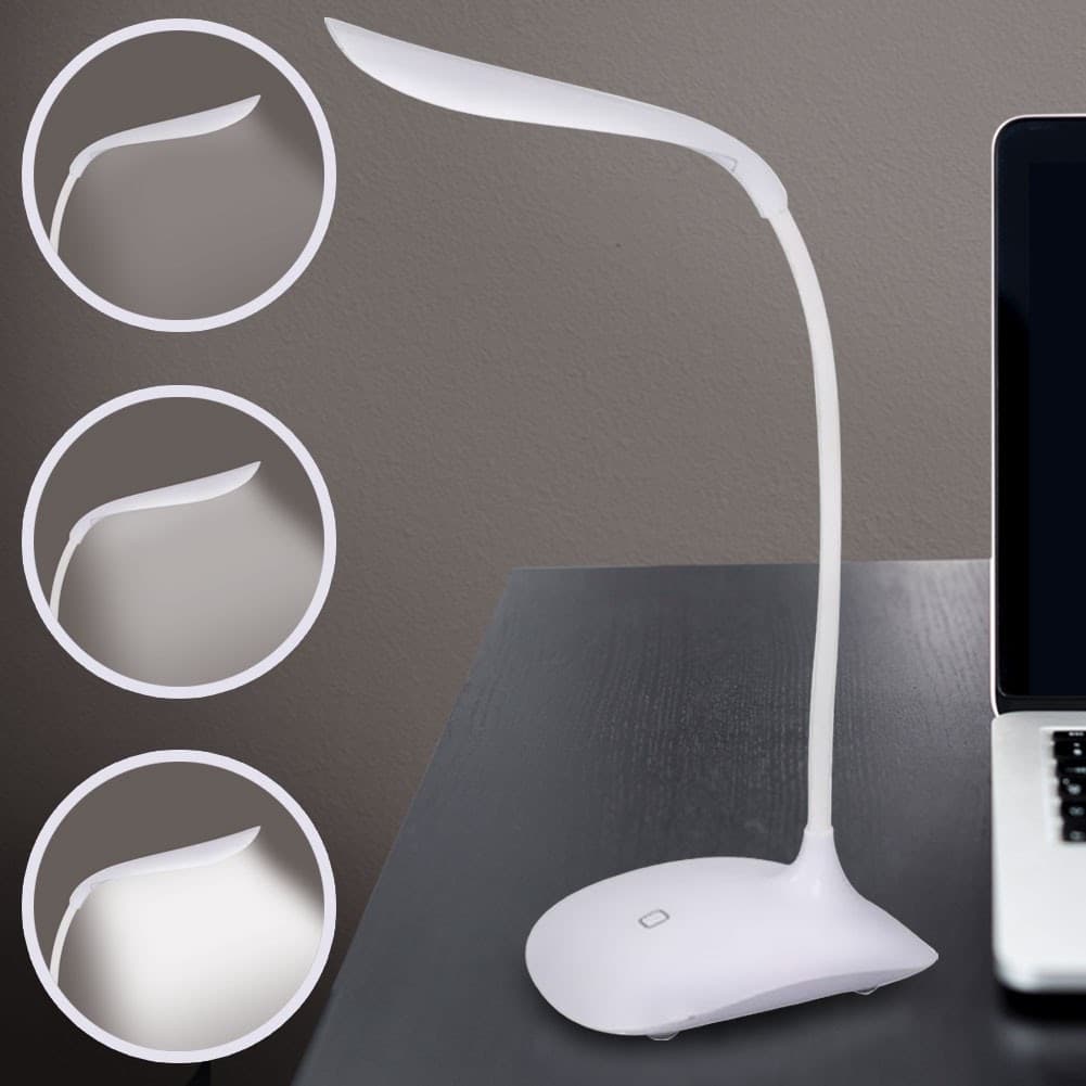 LAMPADA DA SCRIVANIA TOUCH 14 LED BIANCO LUCE REGOLABILE E COLLO ERGONOMICO - 4