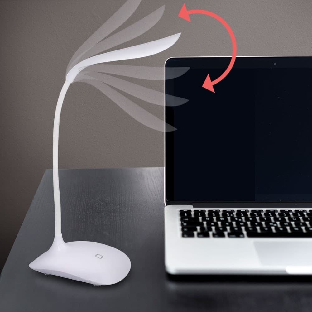 LAMPADA DA SCRIVANIA TOUCH 14 LED BIANCO LUCE REGOLABILE E COLLO ERGONOMICO - 5