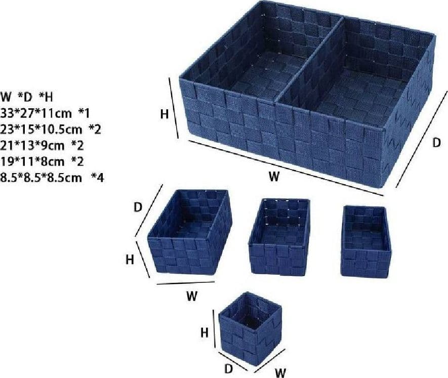 SCATOLE IN TESSUTO COMPONIBILI ORGANIZER BAGNO ARMADI CASSETTI SCAFFALI 79082BLU - 2