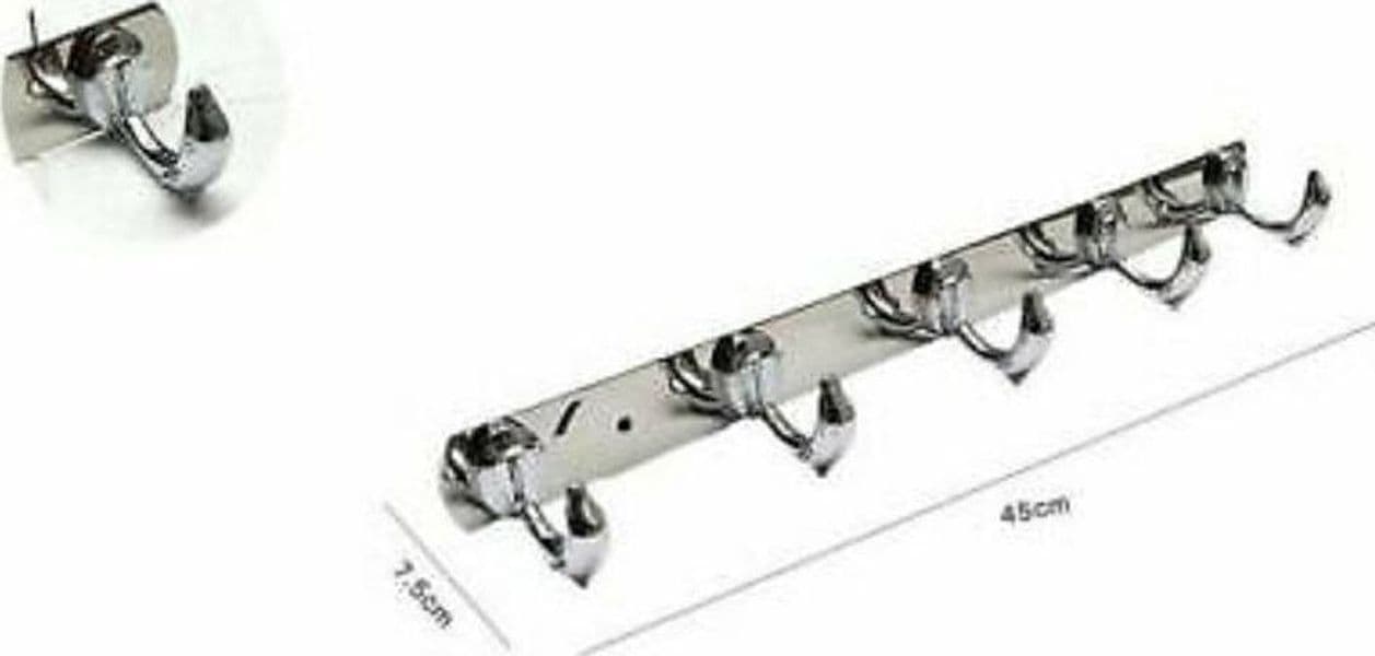 APPENDINO CON 5 GANCI A DELFINO PARETE MULTIUSO ACCIAIO VITI 45 X 7.5 CM 52180 - 3