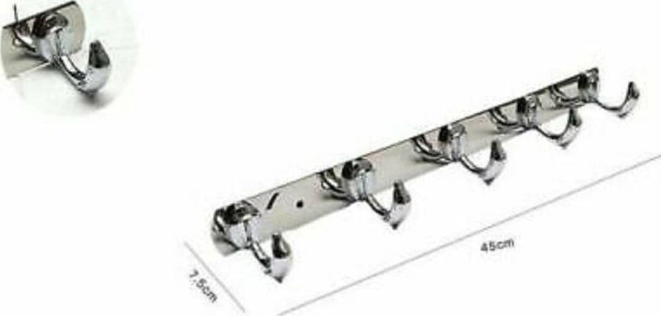 APPENDINO CON 5 GANCI A DELFINO PARETE MULTIUSO ACCIAIO VITI 45 X 7.5 CM 52180 - 3