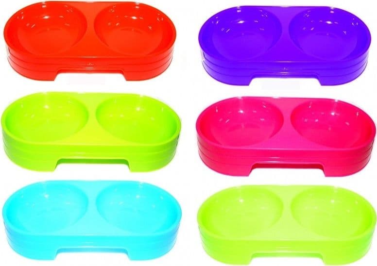 CIOTOLA 2 VASCHETTE PLASTICA 28x13,5x6,5 CM PER COCKER CANE GATTO ANIMALI DOMESTICI MANGIATOIA CIBO ACQUA