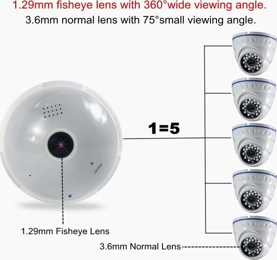 TELECAMERA IP WIFI LAMPADINA LED OCCHIO CAMERA NASCOSTA SPIA E27 180° PANORAMICA - 10