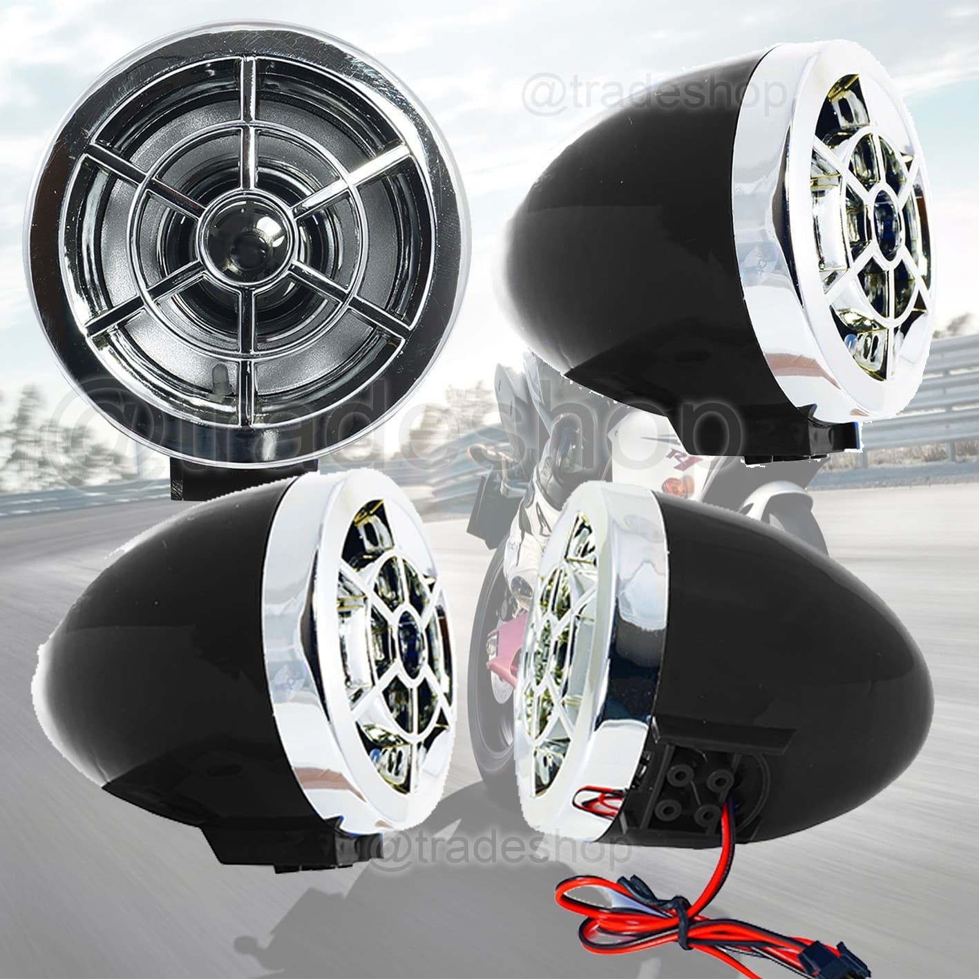CASSE ALTOPARLANTI SIRENA PER AUTO MOTO SCOOTER BLUETOOTH 20W ANTIFURTO ALLARME - 2