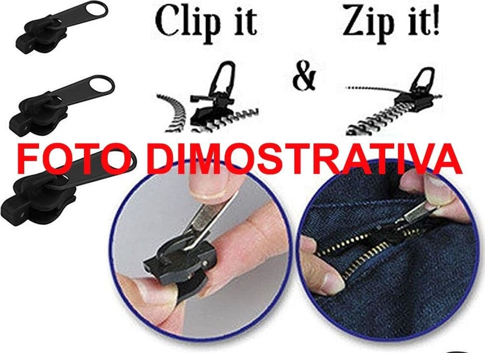 ZIP CERNIERA UNIVERSALE 6 PEZZI 3 DIMENSIONI RIPARAZIONE IMMEDIATA FIX ZIPPER - 2