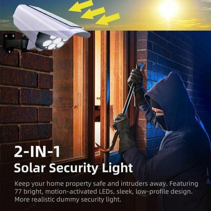 TELECAMERA FINTA PANNELLO SOLARE CON SENSORE DI MOVIMENTO 77 LED FARETTO LUCE - 11