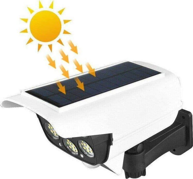 TELECAMERA FINTA PANNELLO SOLARE CON SENSORE DI MOVIMENTO 77 LED FARETTO LUCE - 6