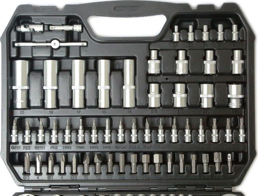 VALIGIA SET CHIAVI A BUSSOLA 110 PZ 1/2" 1/4" CHIAVI A CRICCHETTO REVERSIBILI - 4