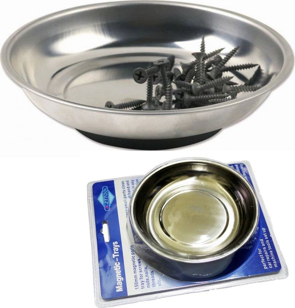 VASCHETTA VASSOIO PIATTO MAGNETICO PORTA MINUTERIE VITI E BULLONI TONDO 150 mm - 2