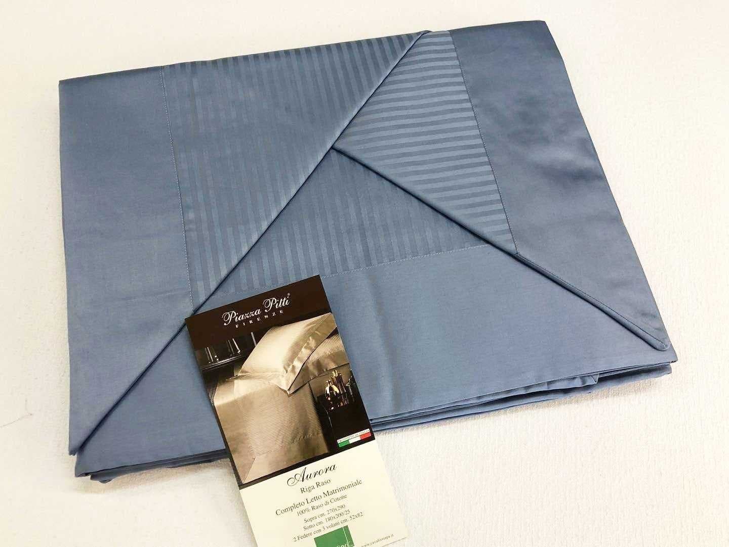 COMPLETO LENZUOLA MATRIMONIALE CAVALIERI PURO RASO DI COTONE LINEA AURORA - 21